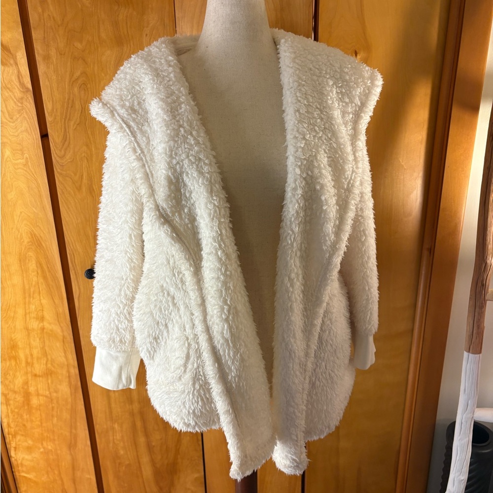 Free Press Fluffy White Fleece Jacket